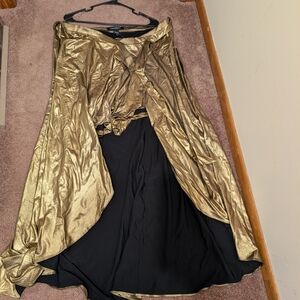 Ashley Stewart Gold and Black High Low Skirt